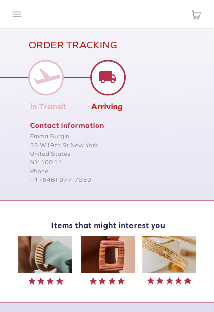 Display reviews on order tracking pages